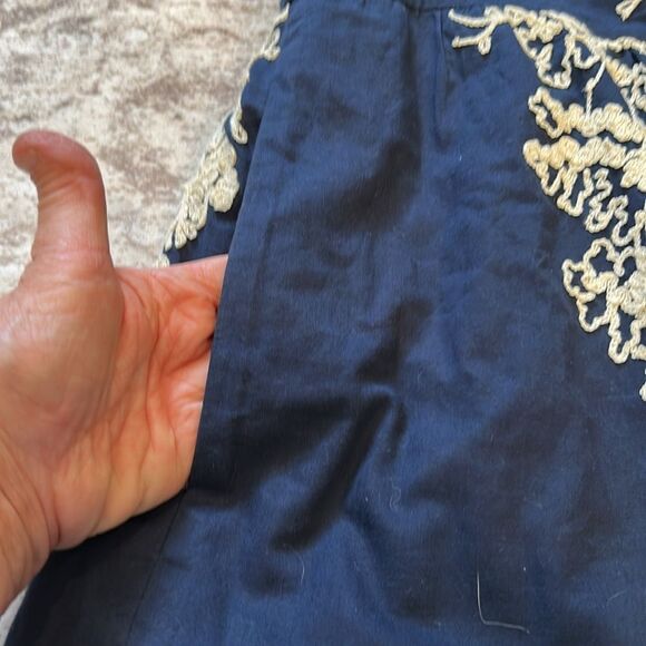 J.CREW Women's Navy Blue Ivory Mirabel Lawn Embroidered Floral Mini Dress Size 6 - Picture 9 of 9